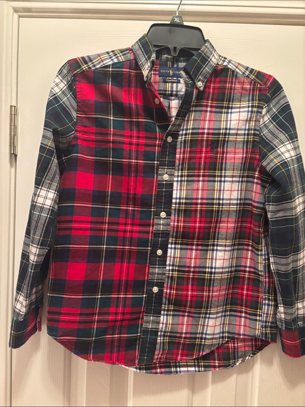 Ralph Lauren Flannel in Red, Green & White Plaid Button-Down Shirt
